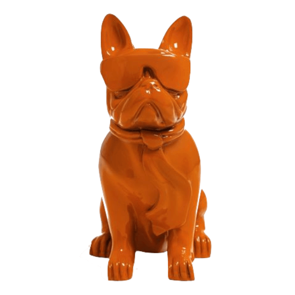 Sculpture Bouledogue Français en Résine 60 cm Orange Brillant – Swiss Sculpture - Swiss-sculpture.ch