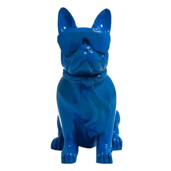 Sculpture Bouledogue Français 80 cm Résine Bleu Nuit – Swiss Sculpture - Swiss-sculpture.ch