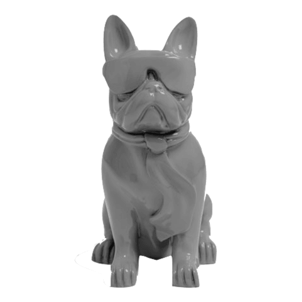 Sculpture Bouledogue Français 80 cm Résine Gris Brillant – Swiss Sculpture - Swiss-sculpture.ch