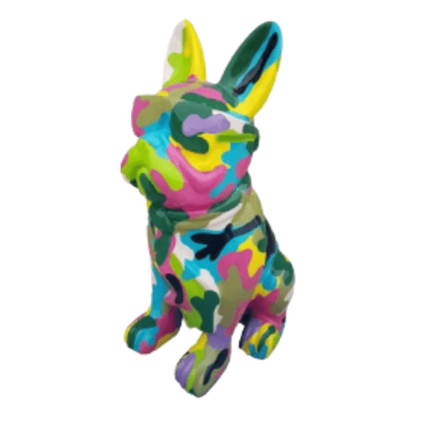 Sculpture Bouledogue Français 80 cm en Résine Multicolore – Swiss Sculpture - Swiss-sculpture.ch