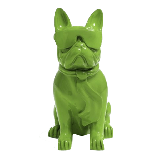 Sculpture Bouledogue Français 80 cm Résine Vert Pomme – Swiss Sculpture - Swiss-sculpture.ch