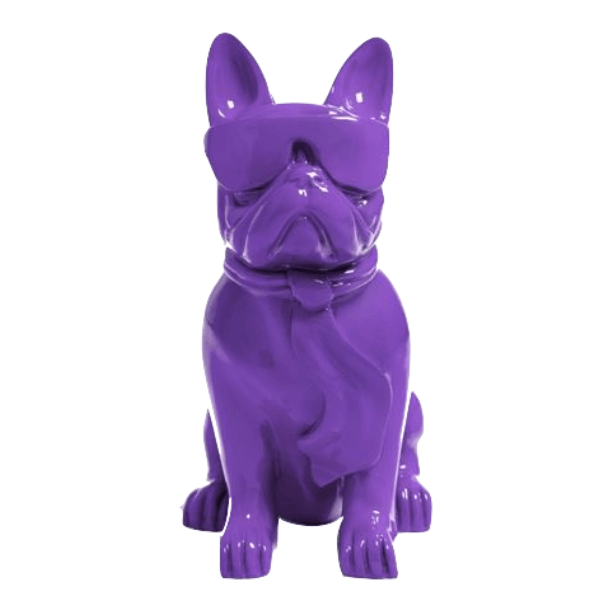 Sculpture Bouledogue Français 80 cm Résine Violet – Swiss Sculpture - Swiss-sculpture.ch