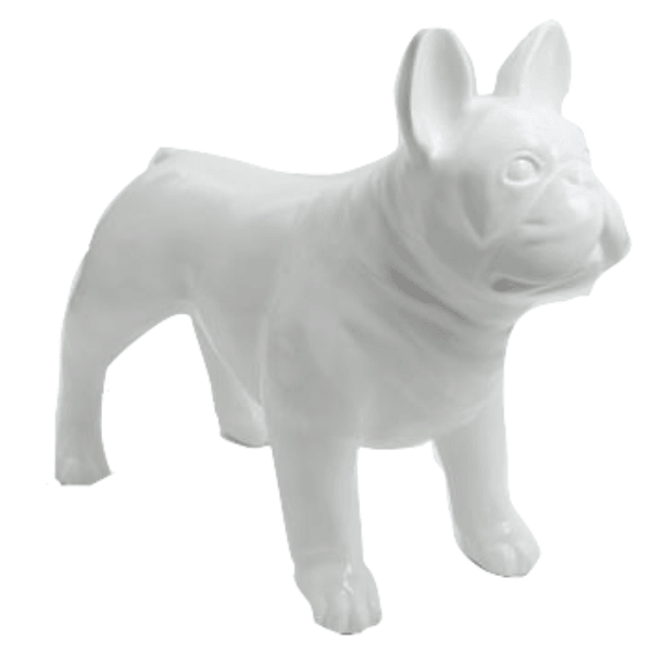 Sculpture Bouledogue Français en Résine 90 cm Blanc Mat – Swiss Sculpture - Swiss-sculpture.ch