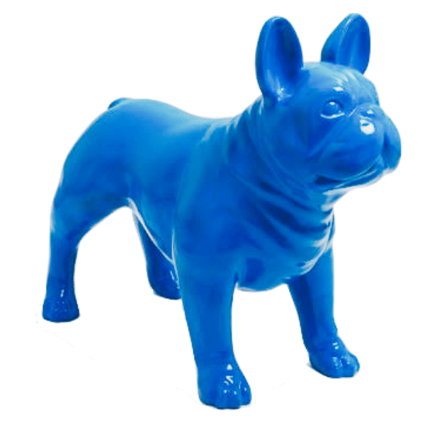 Sculpture Chien Bouledogue Français 90 cm Résine Bleu Ciel – Swiss Sculpture - Swiss-sculpture.ch