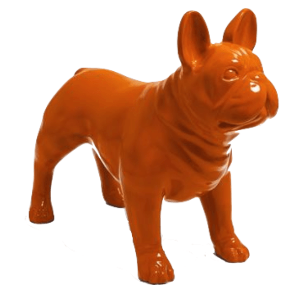 Sculpture Bouledogue Français 90 cm Résine Orange – Swiss Sculpture - Swiss-sculpture.ch