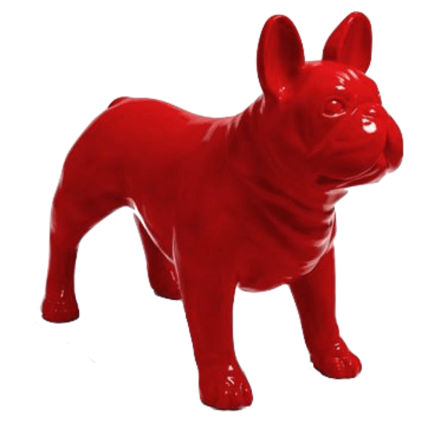 Sculpture Bouledogue Français en Résine 90 cm Rouge Brillant – Swiss Sculpture - Swiss-sculpture.ch
