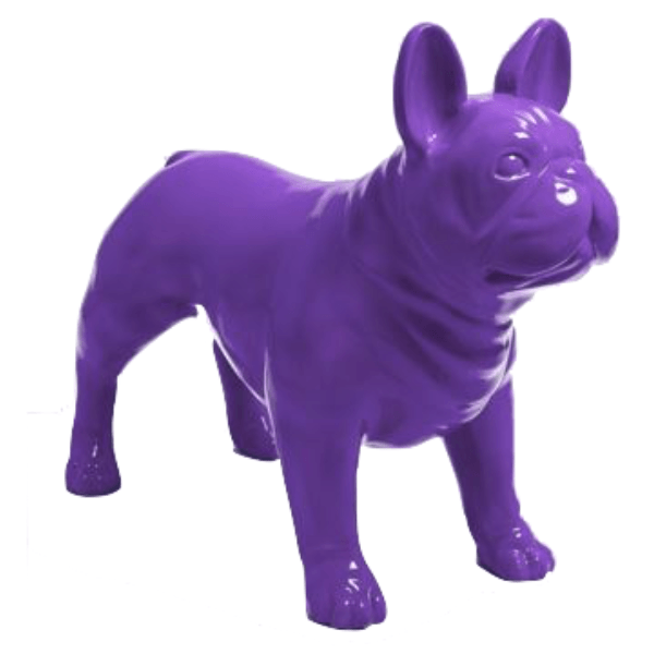 Sculpture Bouledogue Français 90 cm en Résine Violet – Swiss Sculpture - Swiss-sculpture.ch