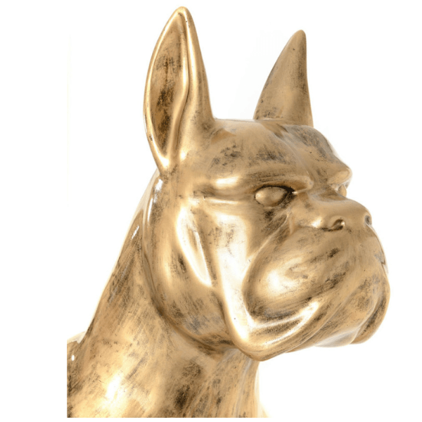 Sculpture Chien Boxer XXL en Résine Dorée 110 cm – Swiss Sculpture - Swiss-sculpture.ch
