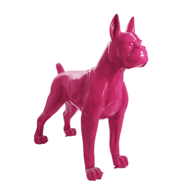 Sculpture XXL Chien Boxer en Résine 110 cm Rose Fuchsia – Swiss Sculpture - Swiss-sculpture.ch