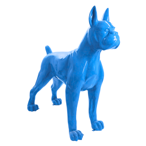 Sculpture XXL Chien Boxer en Résine 180 cm Bleu – Swiss Sculpture - Swiss-sculpture.ch