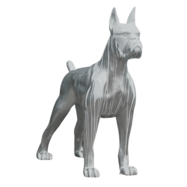 Sculpture XXL Chien Boxer en Résine 180 cm Blanc – Swiss Sculpture - Swiss-sculpture.ch