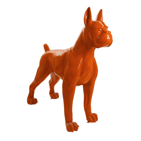 Sculpture Chien Boxer XXL en Résine 180 cm Orange – Swiss Sculpture - Swiss-sculpture.ch