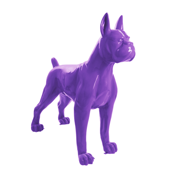 Sculpture XXL Chien Boxer en Résine 180 cm Violet – Swiss Sculpture - Swiss-sculpture.ch