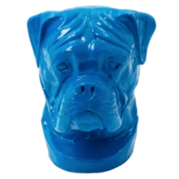 Sculpture Chien Boxer 35 cm en Résine Bleu – Swiss Sculpture - Swiss-sculpture.ch