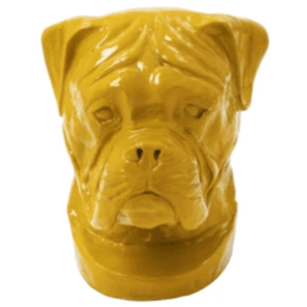 Sculpture Chien Boxer 35 cm en Résine Jaune – Swiss Sculpture - Swiss-sculpture.ch