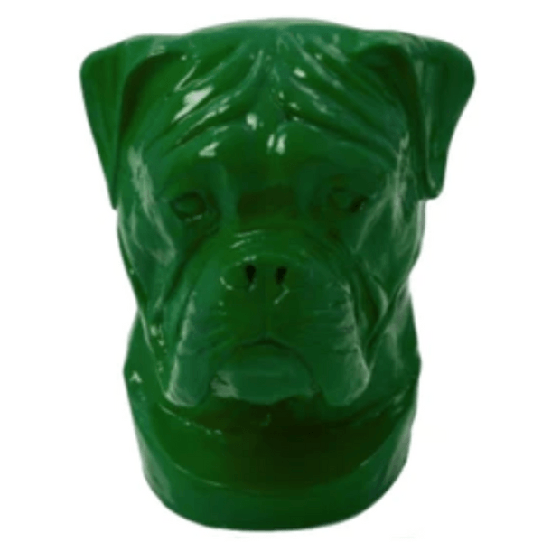 Sculpture Chien Boxer 35 cm en Résine Verte – Swiss Sculpture - Swiss-sculpture.ch
