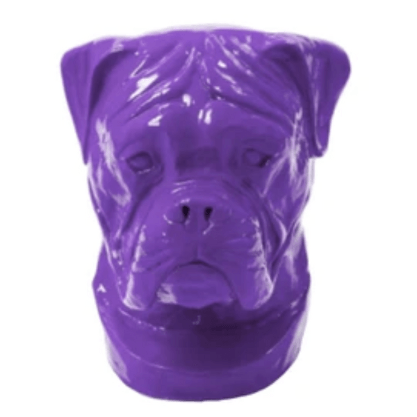 Sculpture Chien Boxer 35 cm en Résine Violet – Swiss Sculpture - Swiss-sculpture.ch