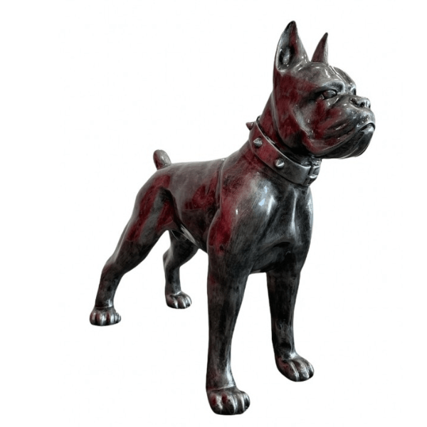Sculpture Chien Boxer 50 cm Résine Argenté – Swiss Sculpture - Swiss-sculpture.ch