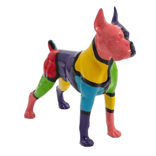 Sculpture Chien Boxer 50 cm en Résine Multicolore – Swiss Sculpture - Swiss-sculpture.ch