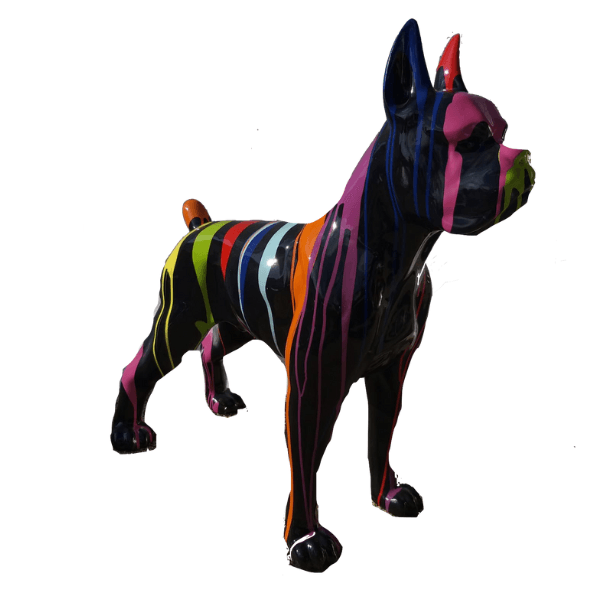 Sculpture Chien Boxer 50 cm en Résine Multicolore – Swiss Sculpture - Swiss-sculpture.ch