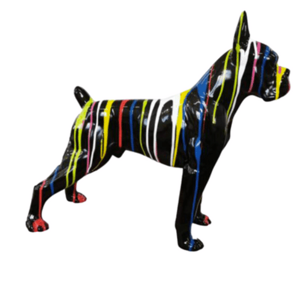 Sculpture Chien Boxer 50 cm en Résine Multicolore – Swiss Sculpture - Swiss-sculpture.ch