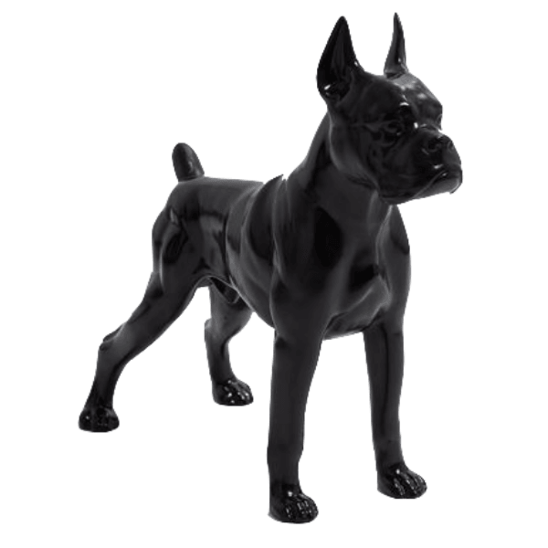 Sculpture Chien Boxer 50 cm en Résine Noire – Swiss Sculpture - Swiss-sculpture.ch