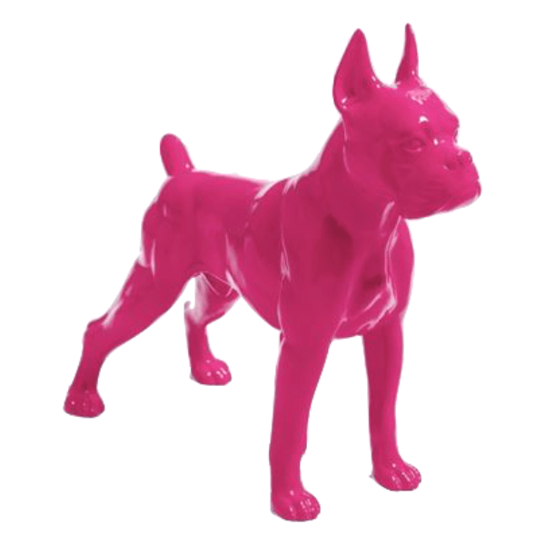 Sculpture Chien Boxer 50 cm en Résine Rose Fuchsia – Swiss Sculpture - Swiss-sculpture.ch