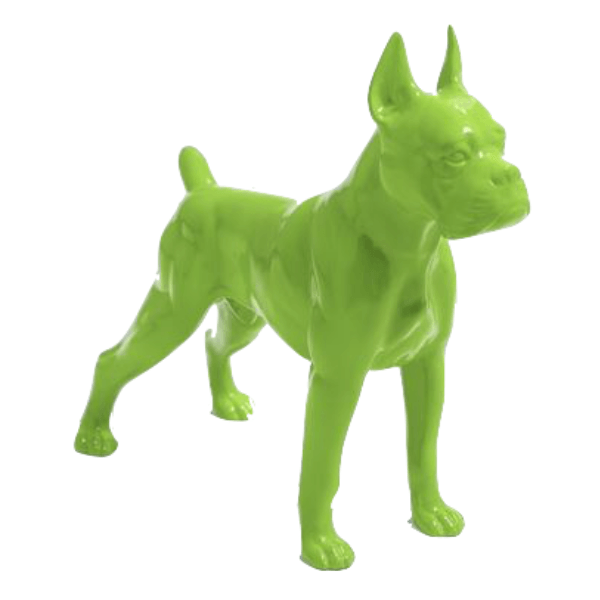 Sculpture Chien Boxer 50 cm Résine Vert Pomme – Swiss Sculpture - Swiss-sculpture.ch