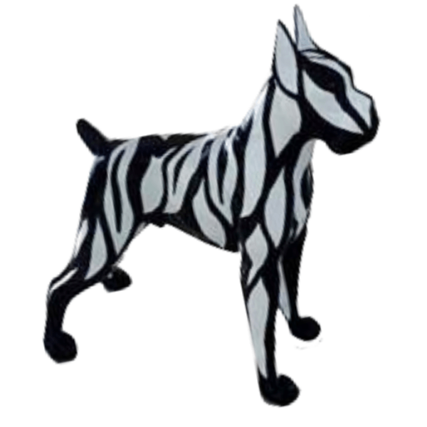 Sculpture Chien Boxer 50 cm en Résine Noir Zèbre – Swiss Sculpture - Swiss-sculpture.ch
