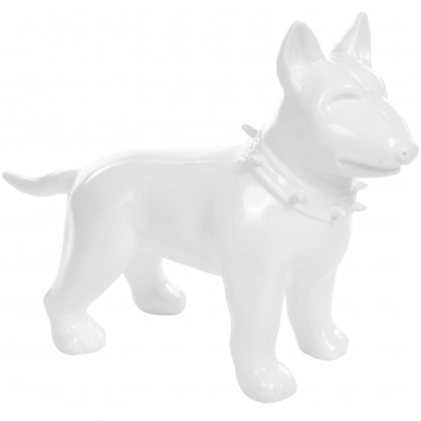 Sculpture Chien Bull Terrier 60 cm Résine Blanc Mat – Swiss Sculpture - Swiss-sculpture.ch
