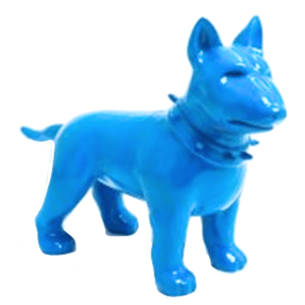 Sculpture Chien Bull Terrier 60 cm Résine Bleu Ciel – Swiss Sculpture - Swiss-sculpture.ch