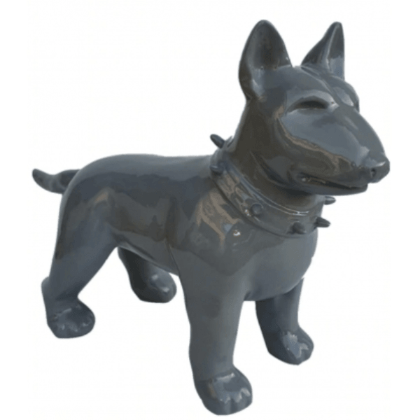 Sculpture Chien Bull Terrier 60 cm Résine Gris – Swiss Sculpture - Swiss-sculpture.ch
