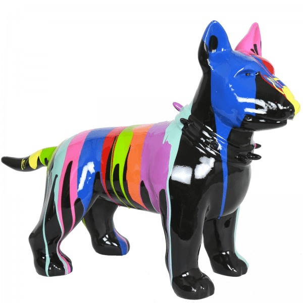 Sculpture Chien Bull Terrier 60 cm en Résine Multicolore – Swiss Sculpture - Swiss-sculpture.ch