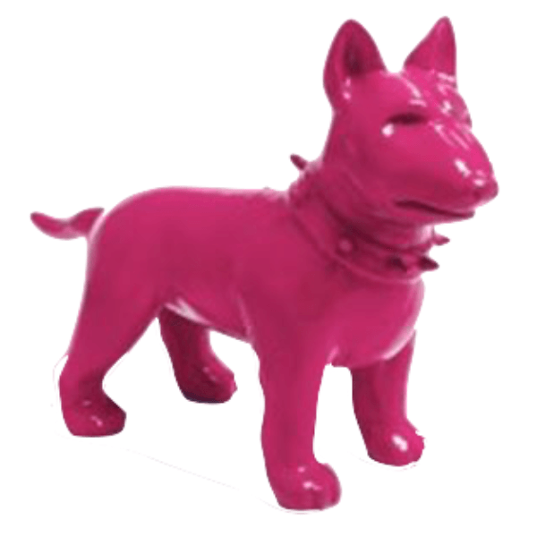 Sculpture Chien Bull Terrier 60 cm Résine Rose Fuchsia – Swiss Sculpture - Swiss-sculpture.ch