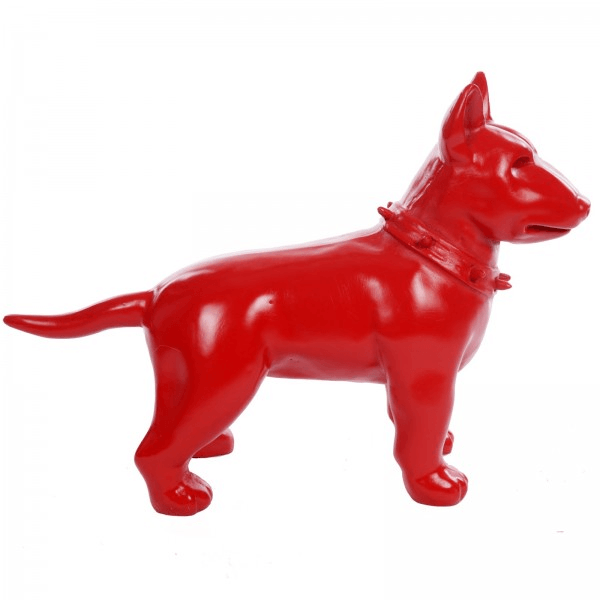 Sculpture Chien Bull Terrier 60 cm Résine Rouge – Swiss Sculpture - Swiss-sculpture.ch
