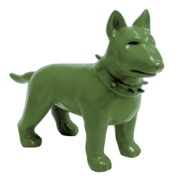 Sculpture Bull Terrier en Résine 60 cm Vert Kaki – Swiss Sculpture - Swiss-sculpture.ch