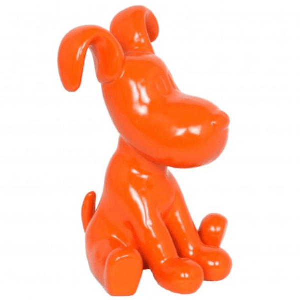 Sculpture Chien en Résine 30 cm Orange Brillant – Swiss Sculpture - Swiss-sculpture.ch