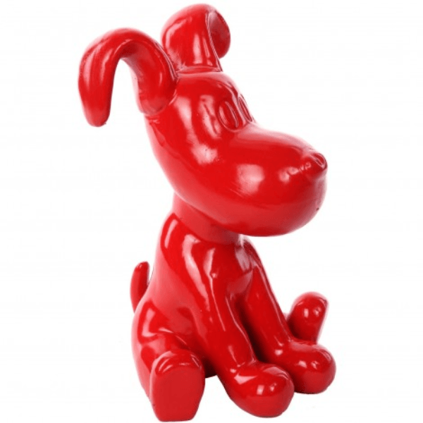Sculpture Chien en Résine 30 cm Rouge Brillant – Swiss Sculpture - Swiss-sculpture.ch