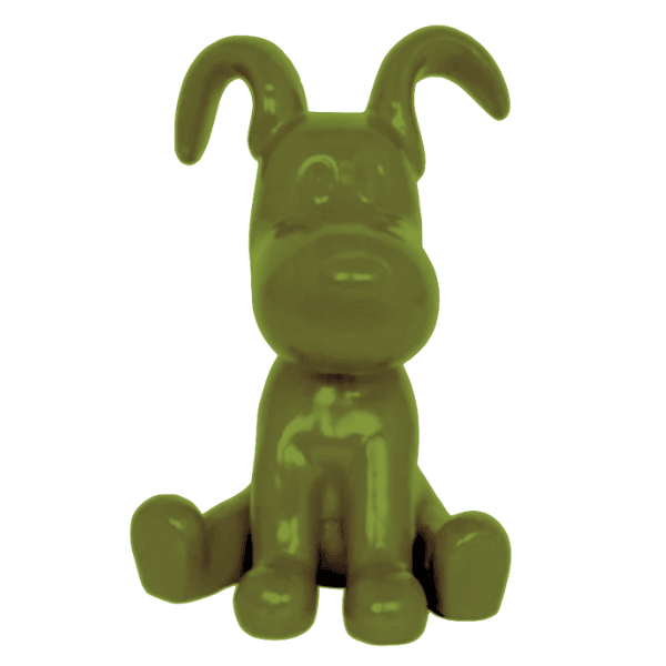 Sculpture Chien 30 cm en Résine Vert Kaki – Swiss Sculpture - Swiss-sculpture.ch