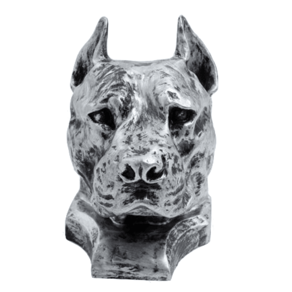 Sculpture Chien Staff Bull 35 cm Résine Argenté – Swiss Sculpture - Swiss-sculpture.ch
