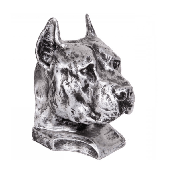 Sculpture Chien Staff Bull 35 cm Résine Argenté – Swiss Sculpture - Swiss-sculpture.ch
