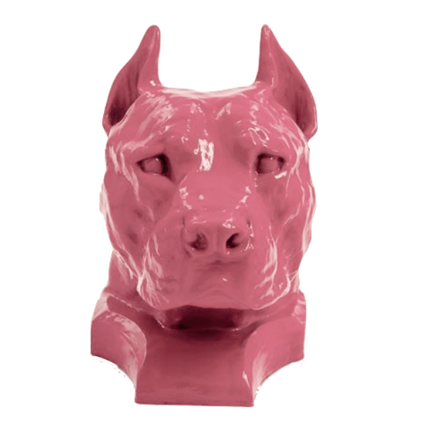 Sculpture Chien Staff Bull 35 cm Résine Rose Clair – Swiss Sculpture - Swiss-sculpture.ch