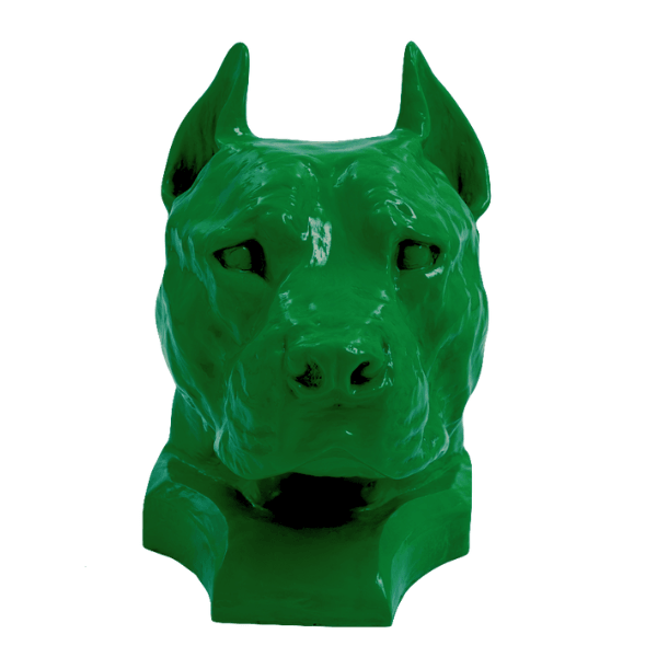 Sculpture Chien Staff Bull 35 cm Résine Vert Brillant – Swiss Sculpture - Swiss-sculpture.ch