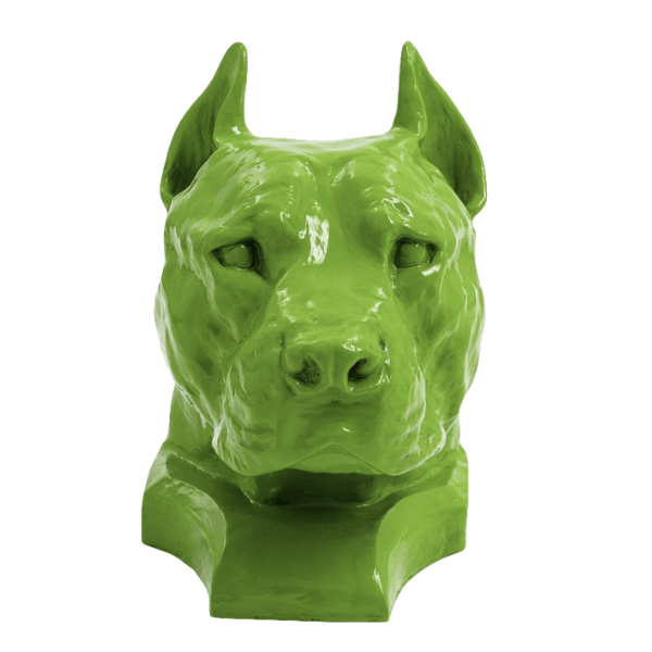 Sculpture Chien Staff Bull 35 cm Résine Vert Pomme – Swiss Sculpture - Swiss-sculpture.ch