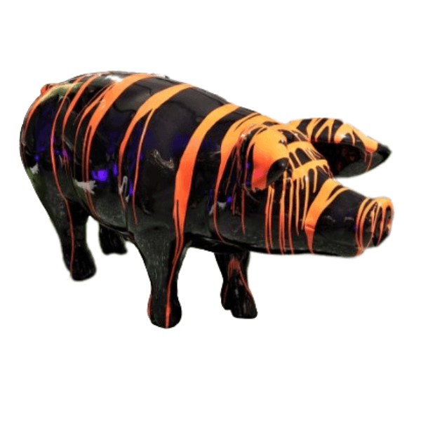 Sculpture Cochon en Résine 50 cm Orange – Swiss Sculpture - Swiss-sculpture.ch