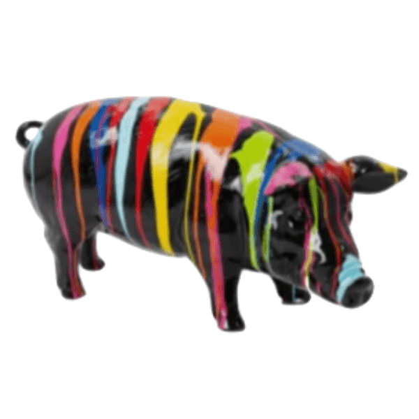 Sculpture Cochon en Résine 50 cm Multicolore – Swiss Sculpture - Swiss-sculpture.ch