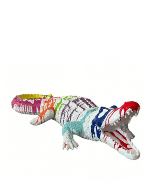 Sculpture Crocodile XXL en Résine 120 cm Multicolore – Swiss Sculpture - Swiss-sculpture.ch