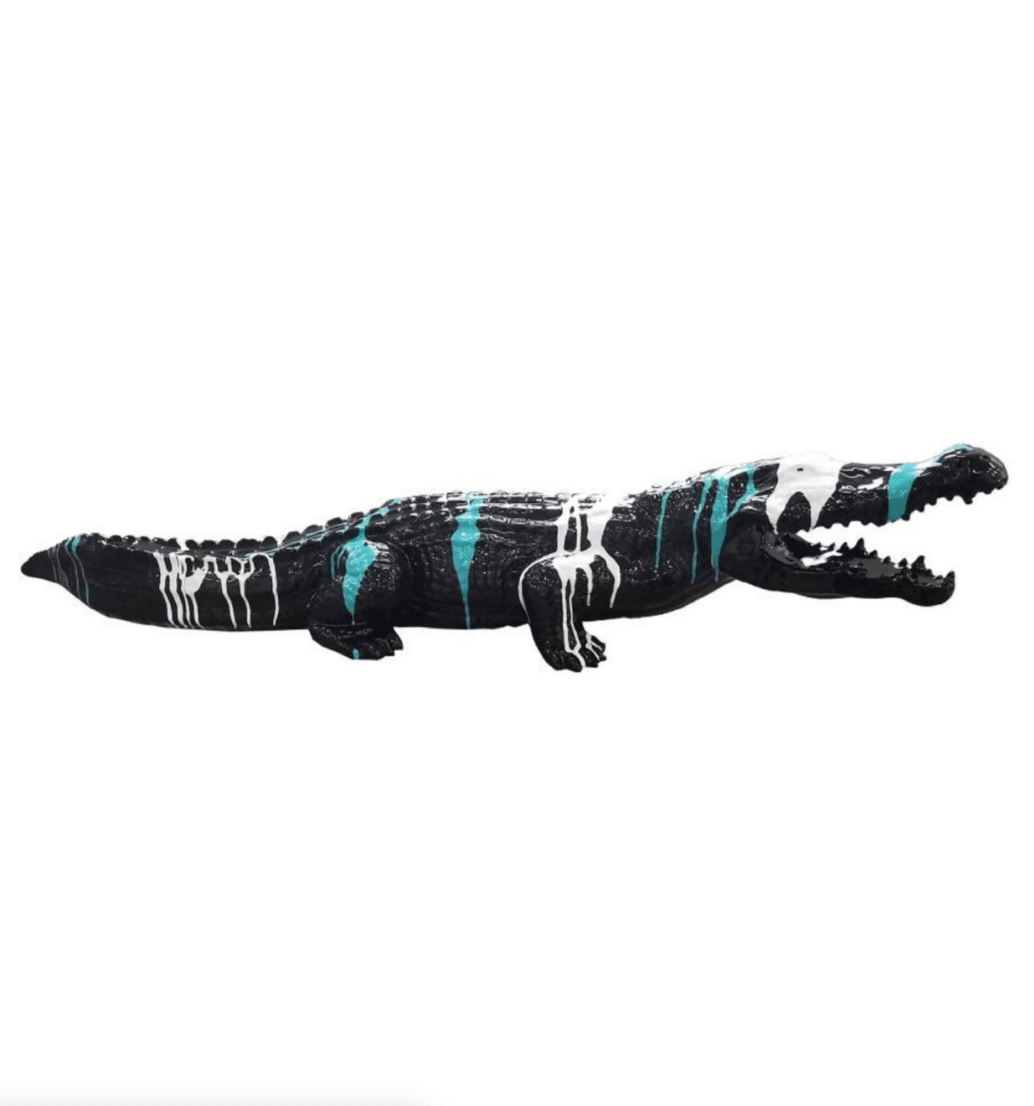 Sculpture Crocodile XXL en Résine 150 cm Blanc Mat – Swiss Sculpture - Swiss-sculpture.ch