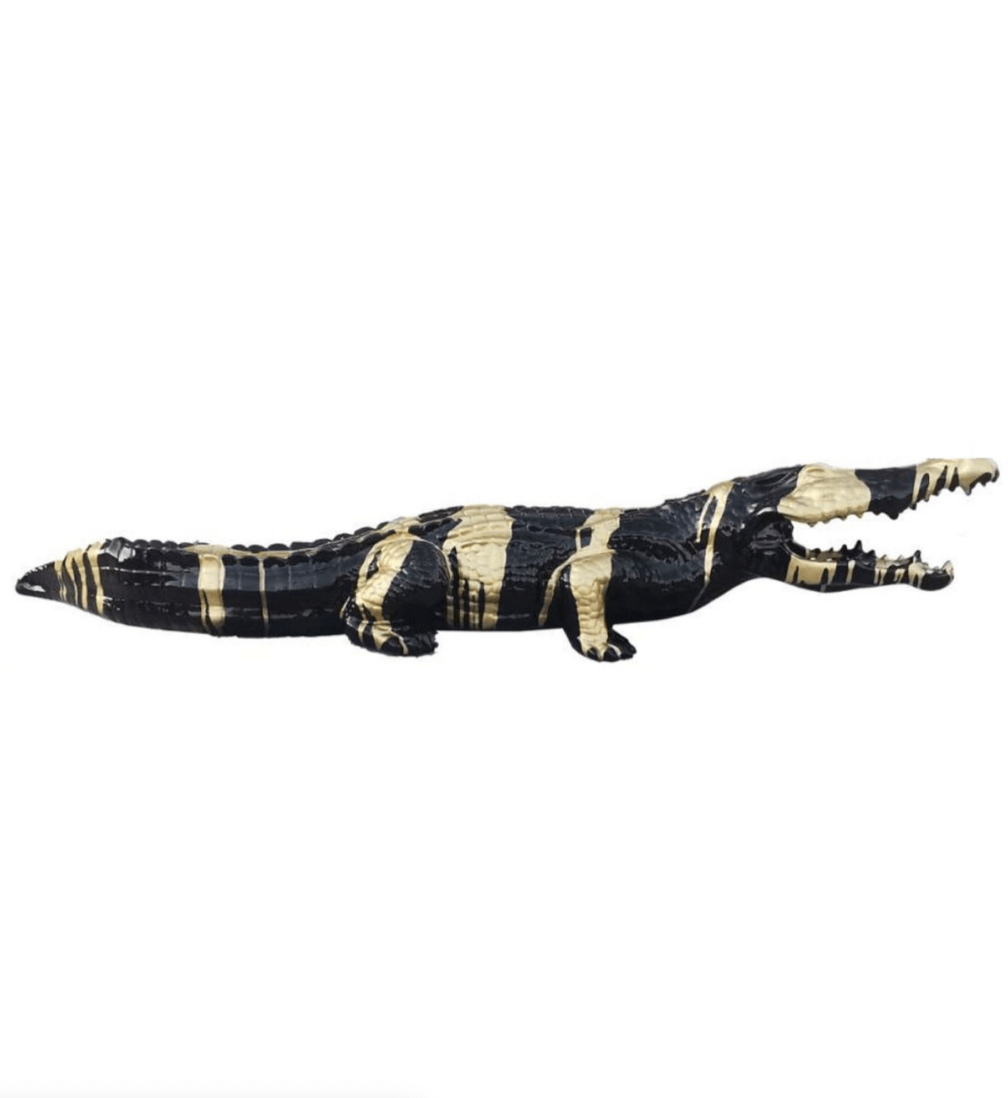 Sculpture Crocodile XXL en Résine 150 cm Noir et Doré – Swiss Sculpture - Swiss-sculpture.ch