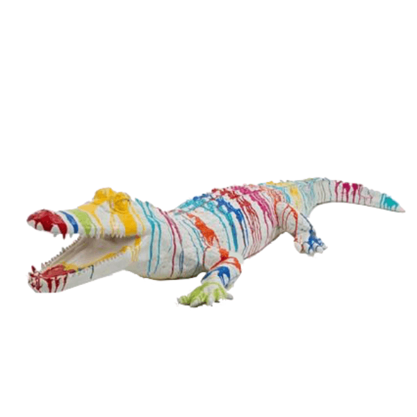 Sculpture Crocodile XXL en Résine Multicolore 215 cm – Swiss Sculpture - Swiss-sculpture.ch